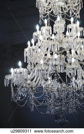 Close up of crystal chandelier View Large Photo Image Stock Image - Close up of crystal chandelier. Fotosearch