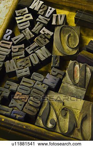 Close up of fonts from antique printing press View Large Photo Image Stock Image - Close up of fonts from antique printing press. Fotosearch