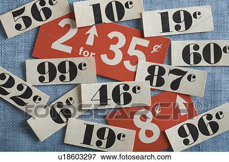 Stock Photo - Close up of price tags. Fotosearch