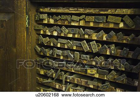 Close up of printing blocks from antique book binding View Large Photo Image Stock Photo - Close up of printing blocks from antique book binding. Fotosearch