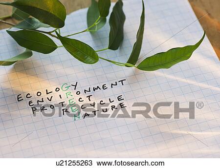 Stock Image - Crossword puzzle reading GREEN. Fotosearch