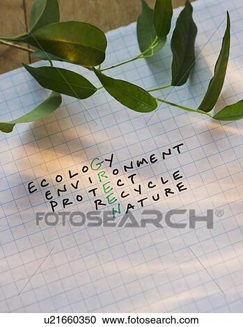 Stock Image - Crossword puzzle reading GREEN. Fotosearch