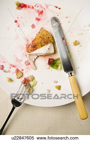Stock Photography - Eaten chicken meal with cutlery. Fotosearch