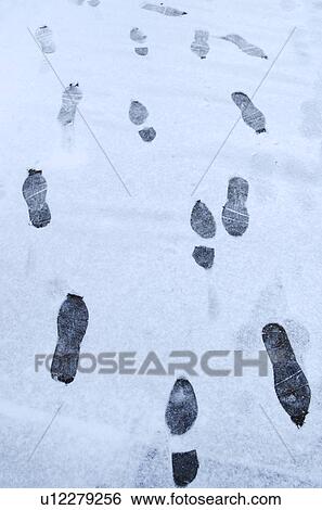 Footprints in snow View Large Photo Image Stock Photograph - Footprints in snow. Fotosearch