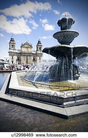 Stock Photo - Guatemala, Guatemala City, fountain on main square. Fotosearch