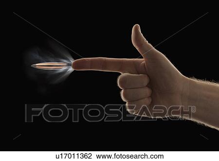 Stock Image - Hand gun, studio shot. Fotosearch