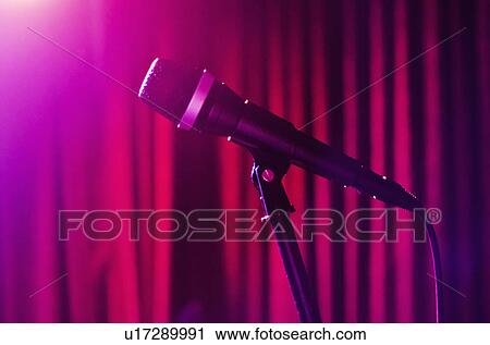 Microphone on stage View Large Photo Image Stock Image - Microphone on stage. Fotosearch