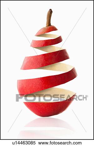 Stock Photography - Pear peel in pear shape, studio shot. Fotosearch