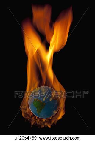 Studio Shot of burning globe View Large Photo Image Stock Photo - Studio Shot of burning globe. Fotosearch