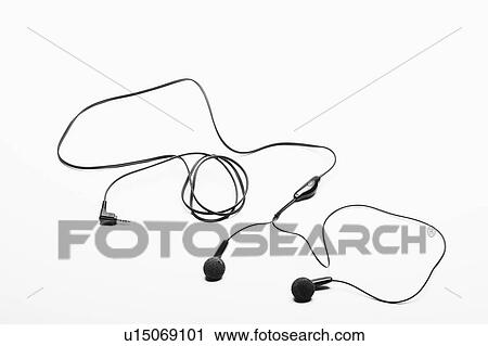 Stock Image - Studio shot of mp3 headphones. Fotosearch