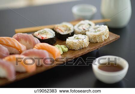Stock Image - Traditional Japanese sushi. Fotosearch
