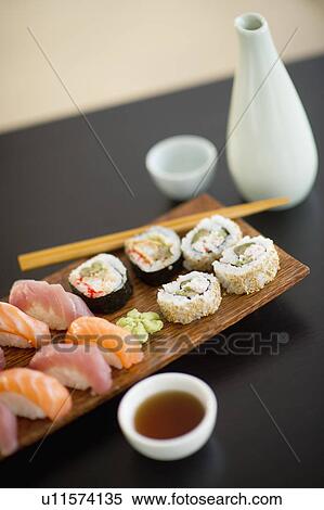 Traditional Japanese sushi View Large Photo Image Stock Photography - Traditional Japanese sushi. Fotosearch