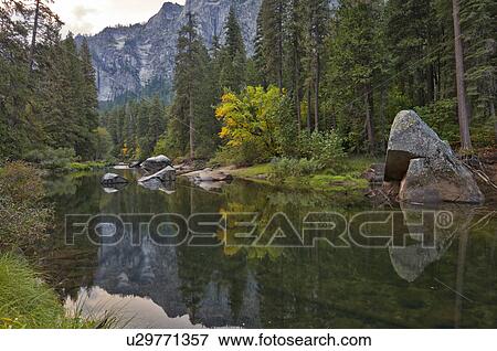 USA, California, Merced River View Large Photo Image Stock Photo - USA, California, Merced River. Fotosearch