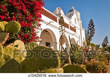 USA, California, Mission Louis Ray, plants in garden and house View Large Photo Image Stock Photo - USA, California, Mission Louis Ray, plants in garden and house. Fotosearch