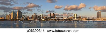 USA, California, San Diego skyline at sunset View Large Photo Image Stock Photography - USA, California, San Diego skyline at sunset. Fotosearch
