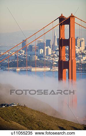 Stock Photography - USA, California, San Francisco, Golden Gate Bridge in fog. Fotosearch