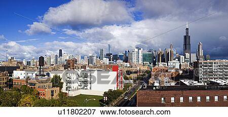Stock Photo - USA, Illinois, Chicago, Clouds over downtown. Fotosearch