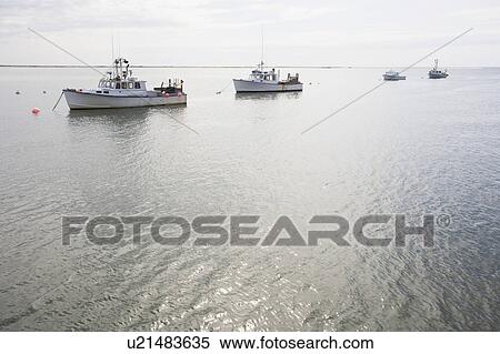 Stock Photography - USA, Massachusetts, moored fishing boats. Fotosearch
