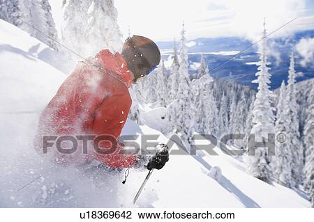 USA, Montana, Whitefish, skier on slope View Large Photo Image Stock Image - USA, Montana, Whitefish, skier on slope. Fotosearch