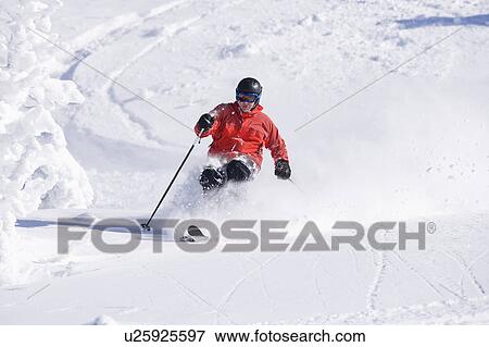 USA, Montana, Whitefish, skier on slope View Large Photo Image Stock Photo - USA, Montana, Whitefish, skier on slope. Fotosearch