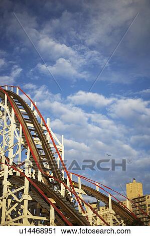 Stock Image - USA, New York City, Coney Island, rollercoaster. Fotosearch