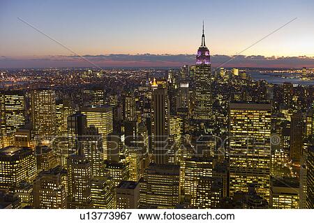 USA,, New York, New York City, cityscape at dusk View Large Photo Image Stock Photo - USA,, New York, New York City, cityscape at dusk. Fotosearch