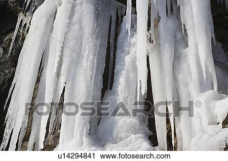 Stock Image - USA, New York State, Croton on Hudson, Icicles. Fotosearch