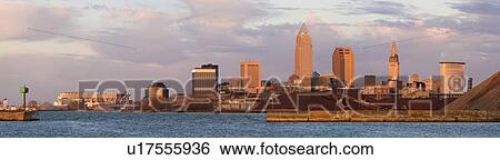 USA, Ohio, Cleveland, City skyline on Lake Erie View Large Photo Image Stock Photograph - USA, Ohio, Cleveland, City skyline on Lake Erie. Fotosearch