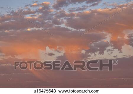 Stock Image - USA, Oregon, red clouds. Fotosearch