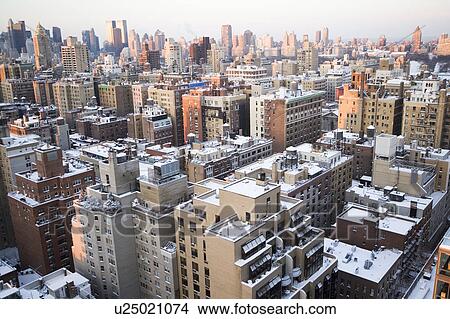 Picture - USA, View of New York City covered with snow . Fotosearch