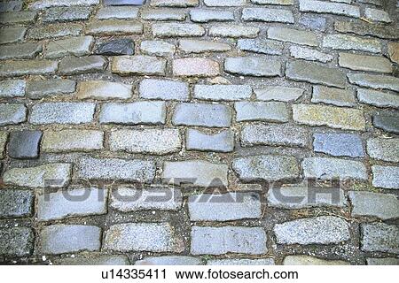 Stock Image - a cobblestone road; troutdale, oregon, united states of america. Fotosearch