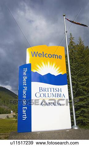 Stock Photo - a sign saying 'welcome to british columbia'; british columbia, canada. Fotosearch