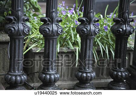 ornate railing with a flower box behind; troutdale, oregon, united states of america View Large Photo Image Stock Photography - ornate railing with a flower box behind; troutdale, oregon, united states of america. Fotosearch
