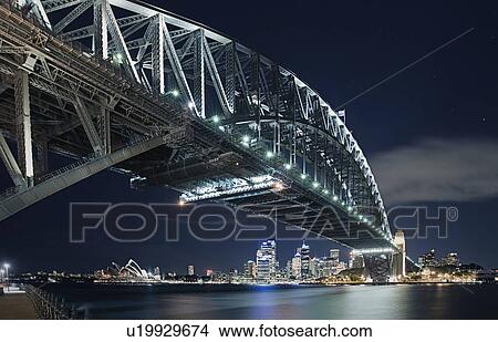 Australia, Sydney, Sydney Harbour Bridge at night View Large Photo Image Picture - Australia, Sydney, Sydney Harbour Bridge at night. Fotosearch