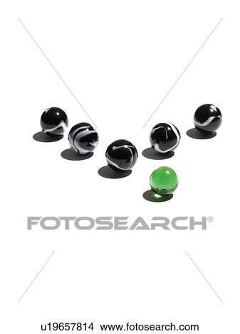 Picture - Black and green glass balls. Fotosearch