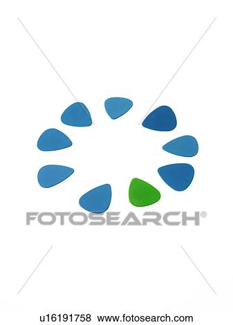 Stock Photo - Blue and green plectrums on white background. Fotosearch