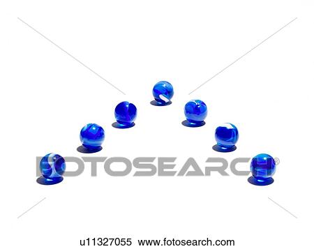 Stock Photography - Blue glass balls in a row. Fotosearch
