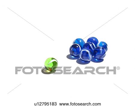 Stock Image - Blue glass balls in two different sizes. Fotosearch