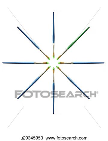 Blue paintbrushes in green paint on white background View Large Photo Image Stock Image - Blue paintbrushes in green paint on white background. Fotosearch