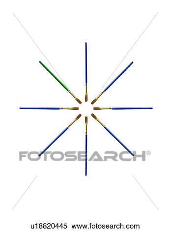 Blue paintbrushes with one green on white background View Large Photo Image Stock Photography - Blue paintbrushes with one green on white background. Fotosearch