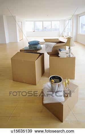 Stock Photo - Close up of apartment during relocation. Fotosearch
