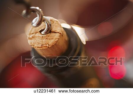 Close up of corkscrew in cork View Large Photo Image Stock Image - Close up of corkscrew in cork. Fotosearch