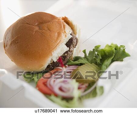 Stock Image - Close-up of hamburger. Fotosearch