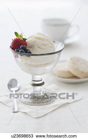 Stock Image - Close up of ice cream dessert. Fotosearch