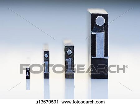 Stock Image - Close up of printing blocks with letter I. Fotosearch