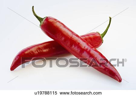 Stock Photography - Close up of red chili peppers on white background. Fotosearch