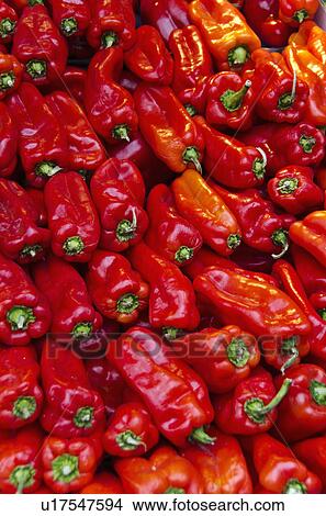Picture - Close up of red peppers. Fotosearch