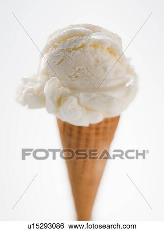 Close up of vanilla ice cream cone View Large Photo Image Stock Photograph - Close up of vanilla ice cream cone. Fotosearch