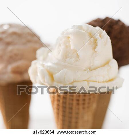 Close up of various ice cream cones View Large Photo Image Picture - Close up of various ice cream cones. Fotosearch