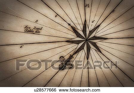 Close up of wind rose on antique map View Large Photo Image Stock Photograph - Close up of wind rose on antique map. Fotosearch